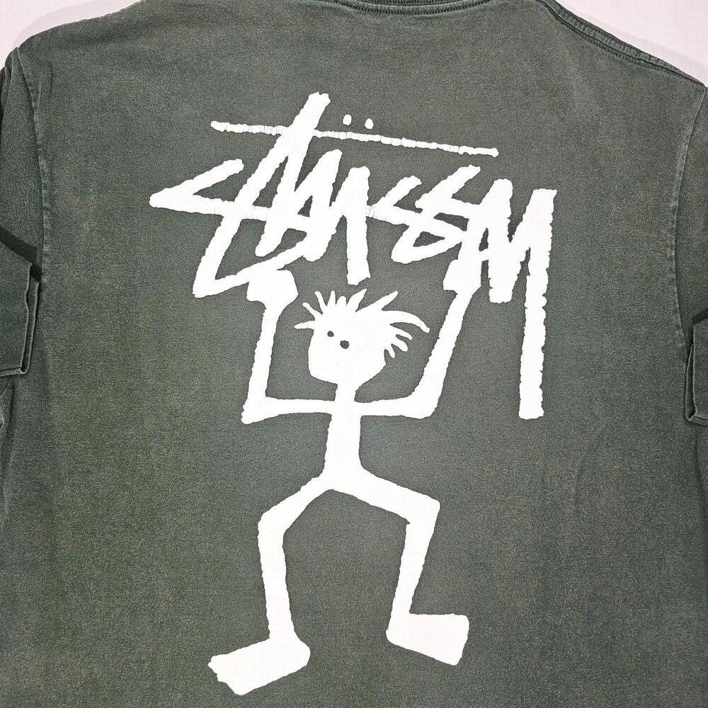 Stussy 90s Inspired Shadowman Double sided Print T-Shirt Stickman